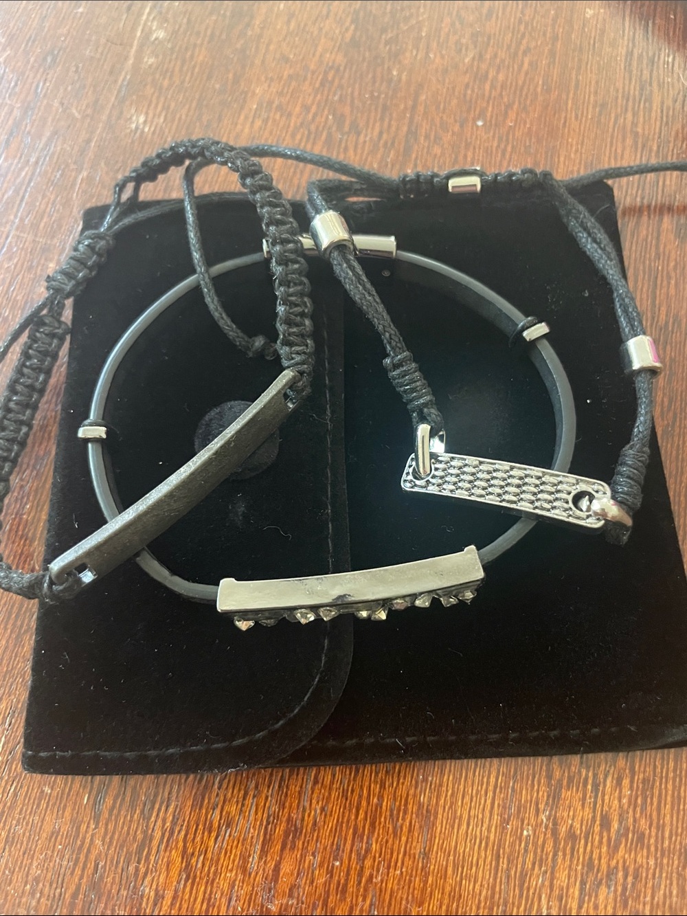 Men’s Leather Bracelet Collection. Set of 3. Stainless steel accents. NEW in bag
